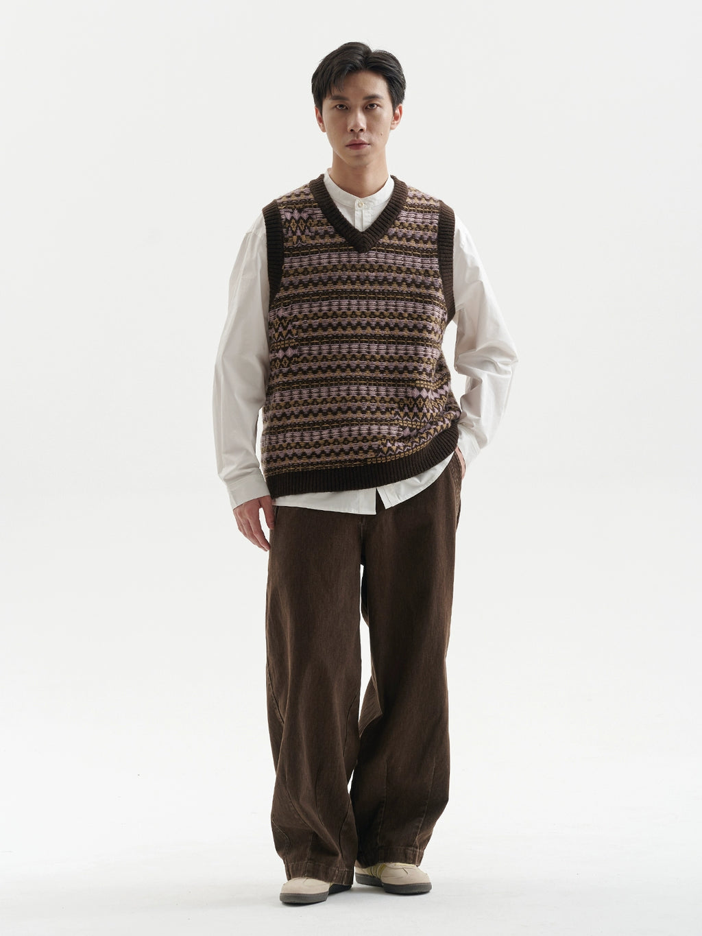 BUTTBILL Vintage V-neck Knitted Vest