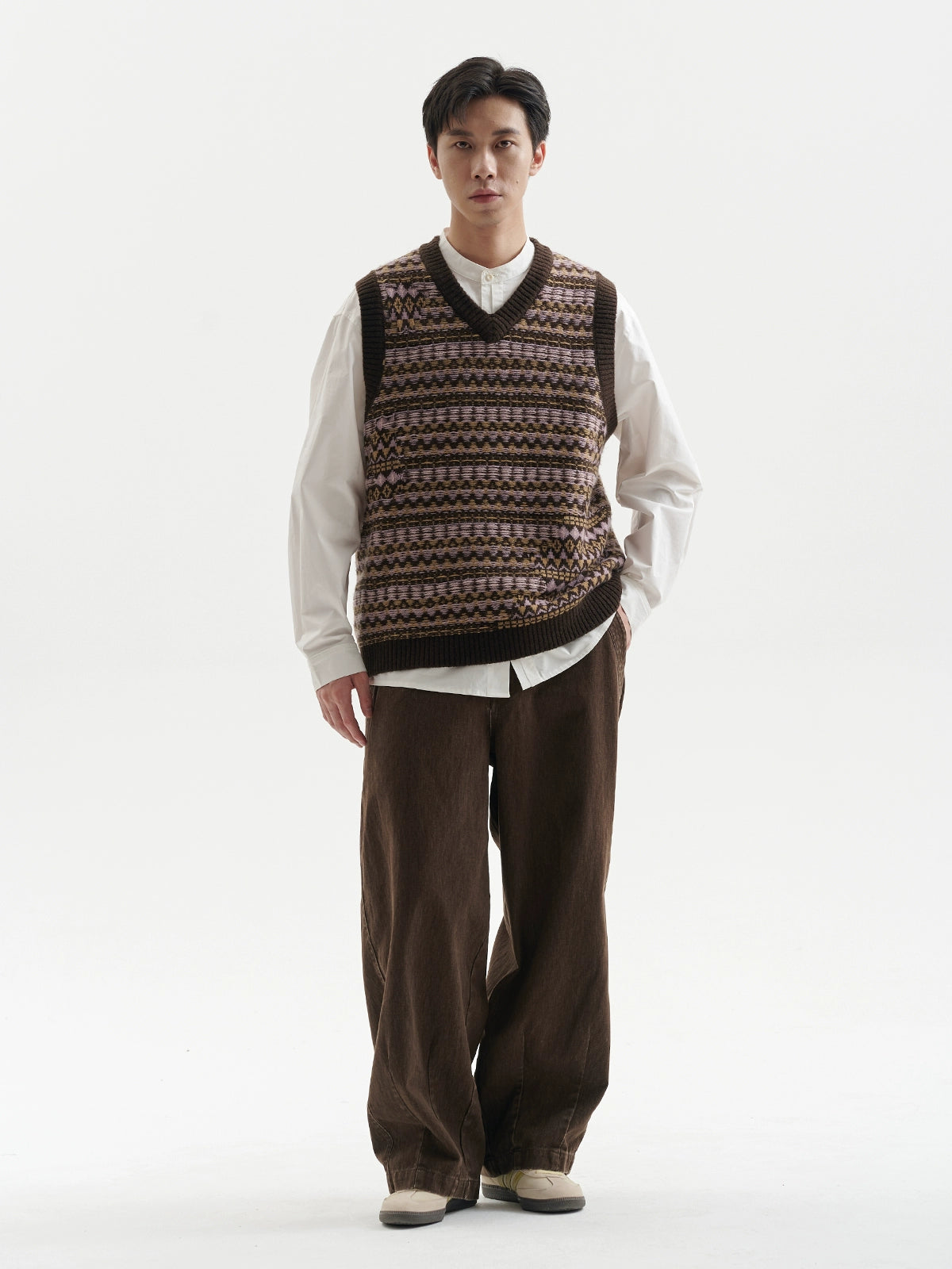 BUTTBILL Vintage V-neck Knitted Vest