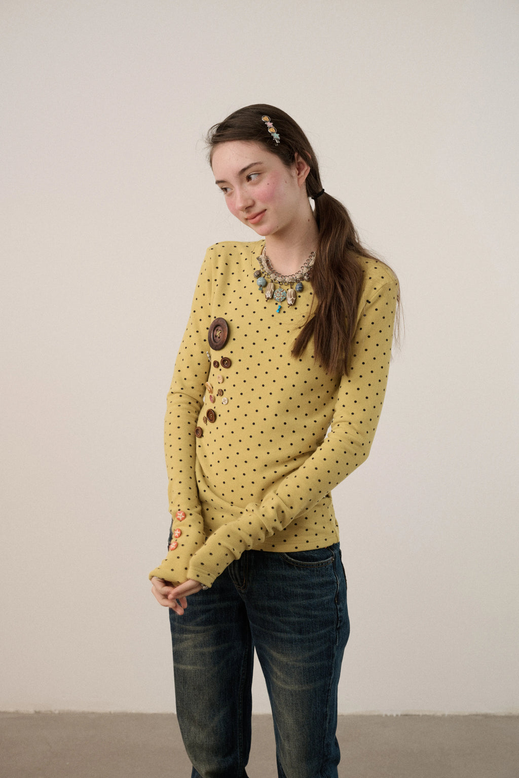 Achihara Polka Dot Long-Sleeve Base Layer Top