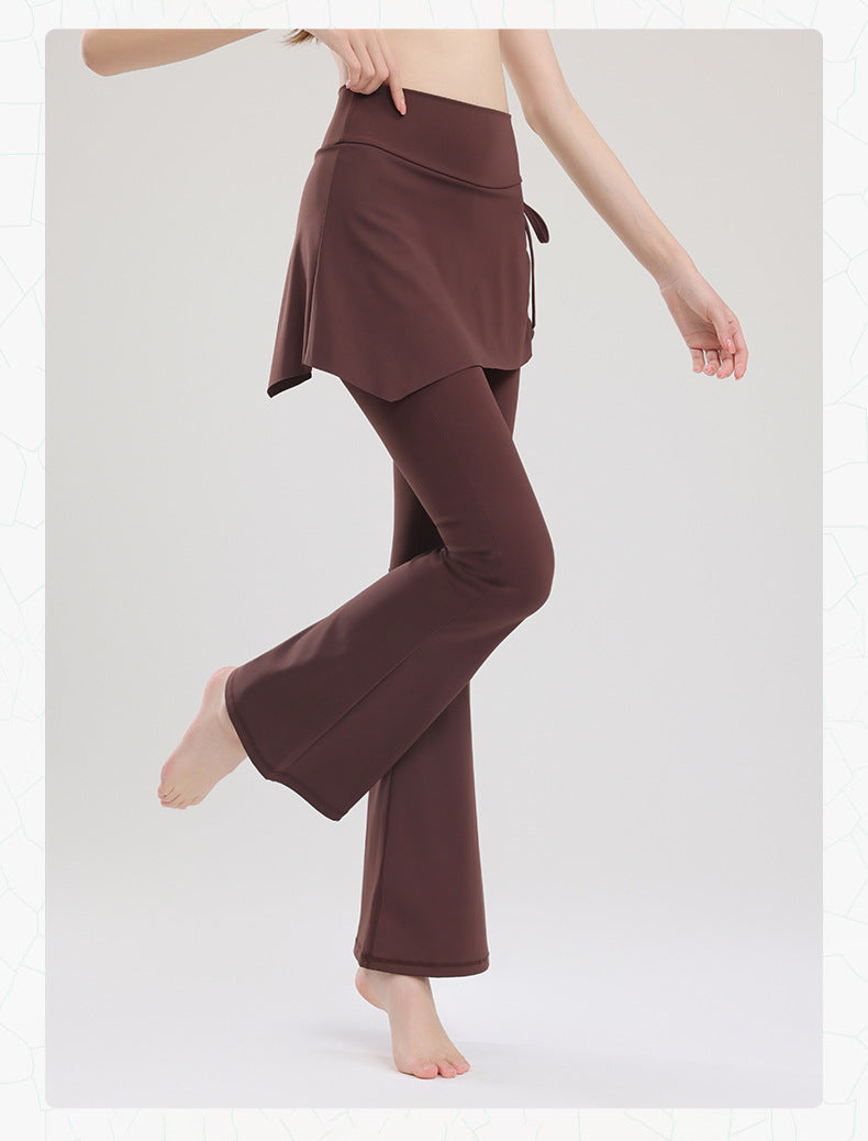 TIANQINGSE Fake Two-piece Side Drawstring Skirt Curtain Hip Cover Micro-pull Pants