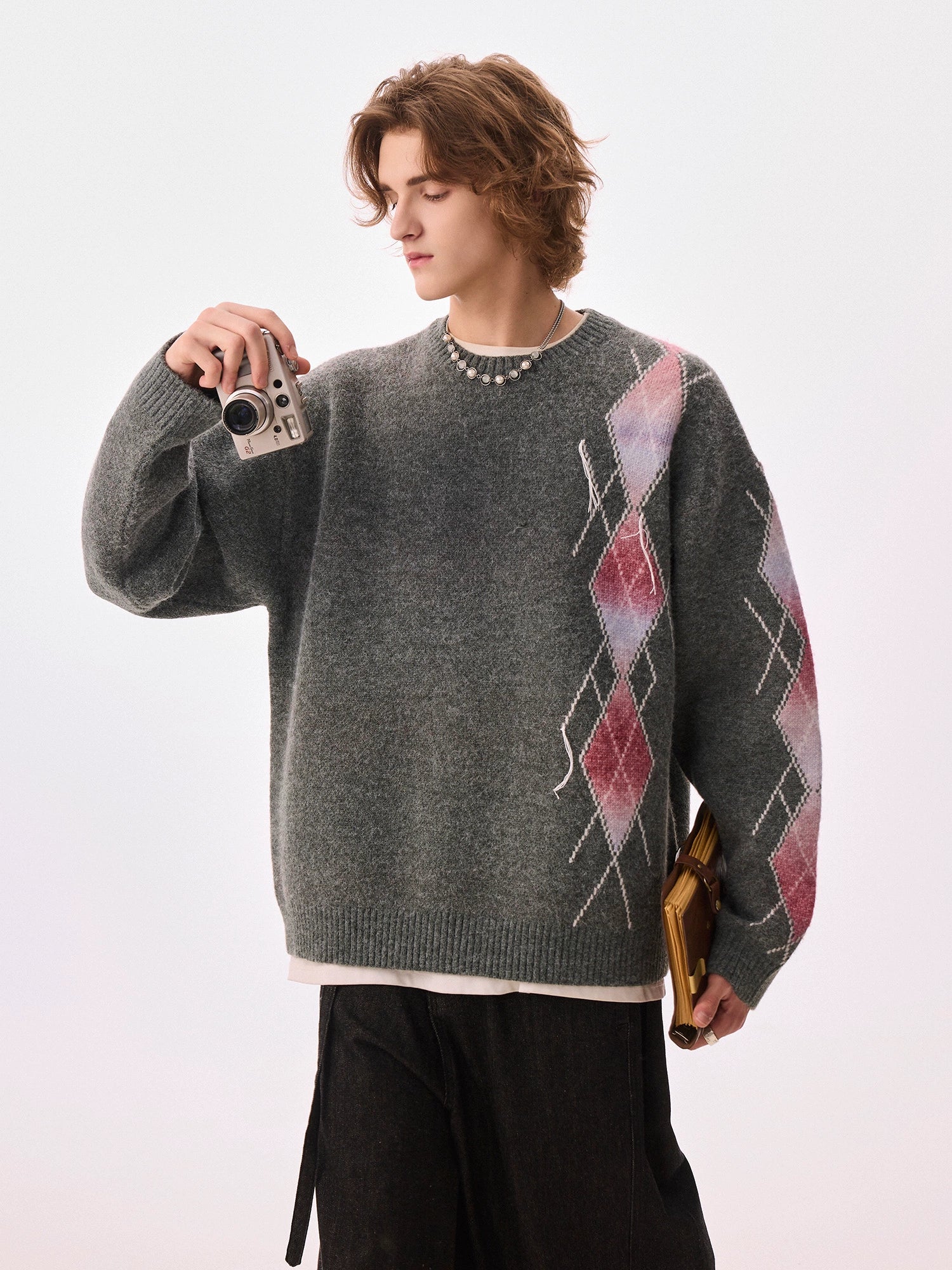 CHOR Lazy Style Plaid Knitted Sweater