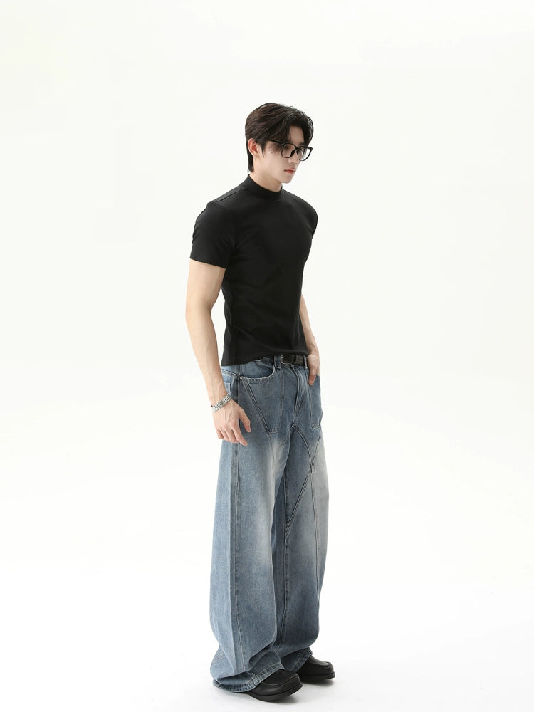 TURNTIDE Simple Semi-turtleneck Slim Tee