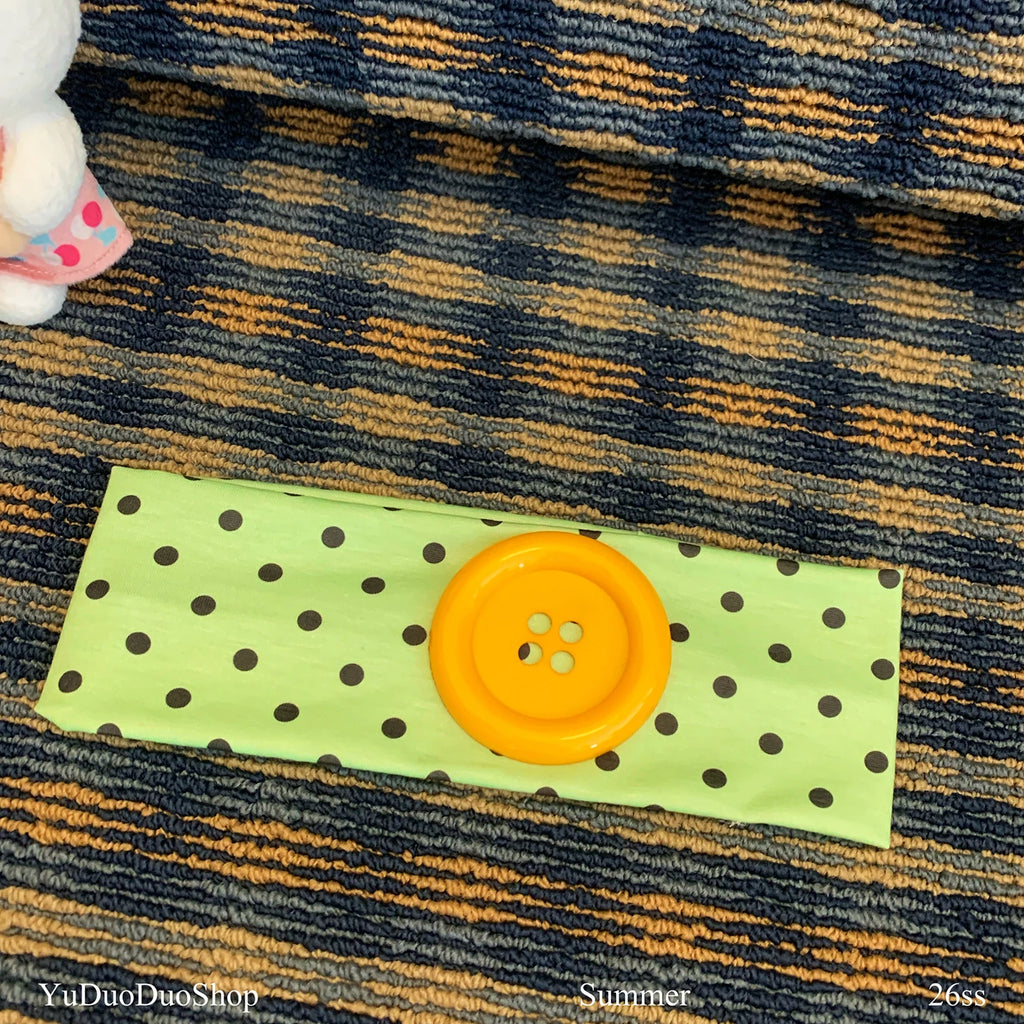 YuDuoDuo Wide Polka Dot Stretchy Headband