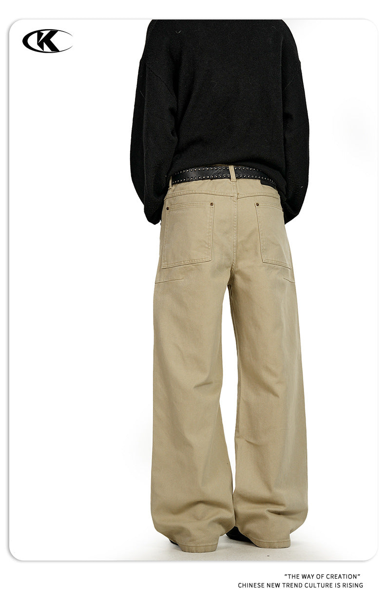 11KN Multi-Pocket High-Waist Straight-Leg Work Pants