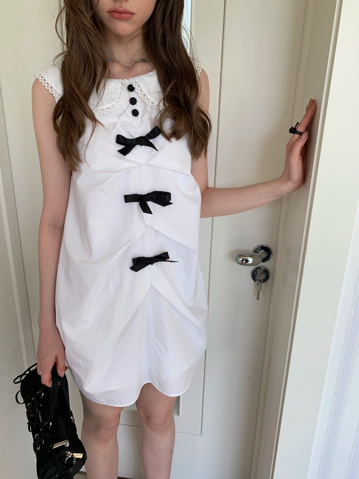 silvernorth lake Contrast Bow Lace Cocoon Dress