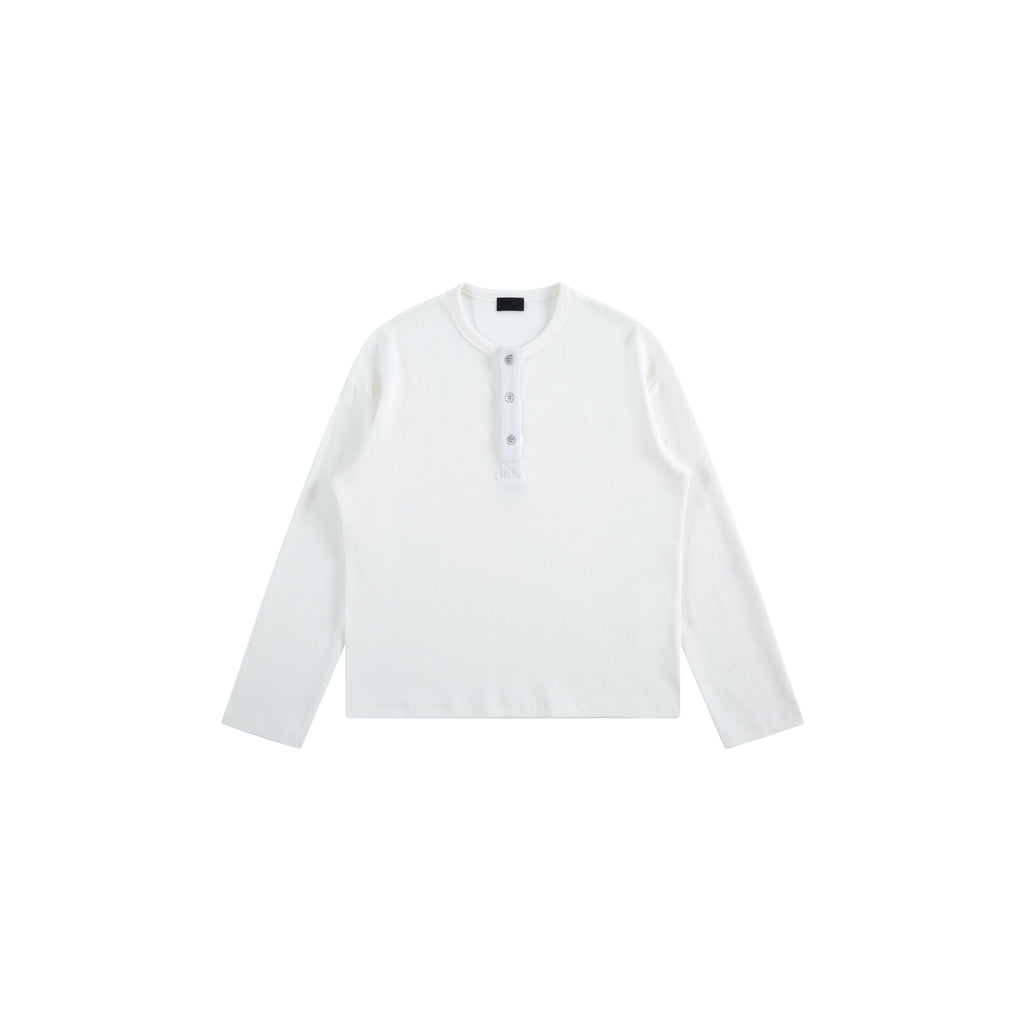 PLUS NO LOGO Diamond Waffle Henry Neck Long Sleeve