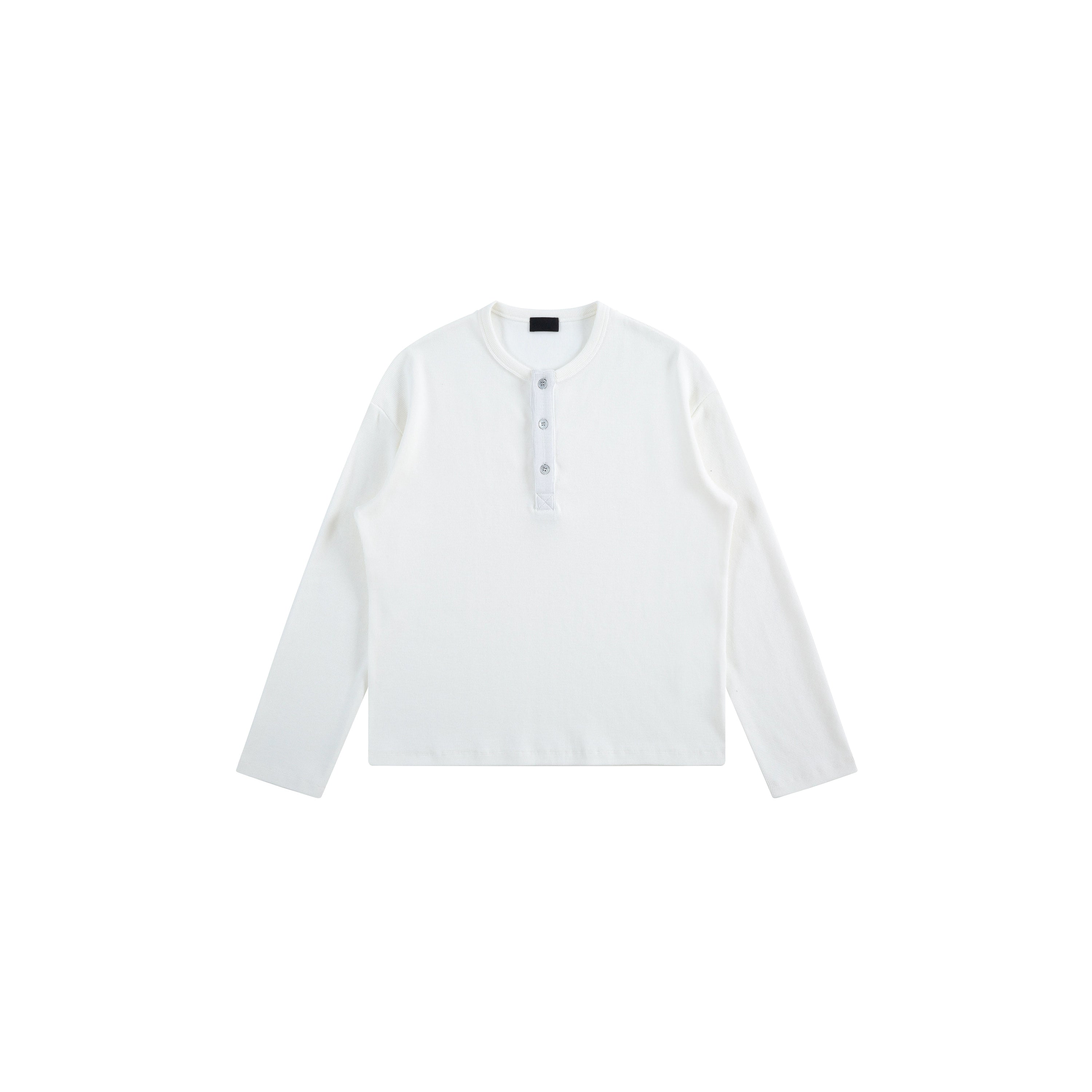 PLUS NO LOGO Diamond Waffle Henry Neck Long Sleeve