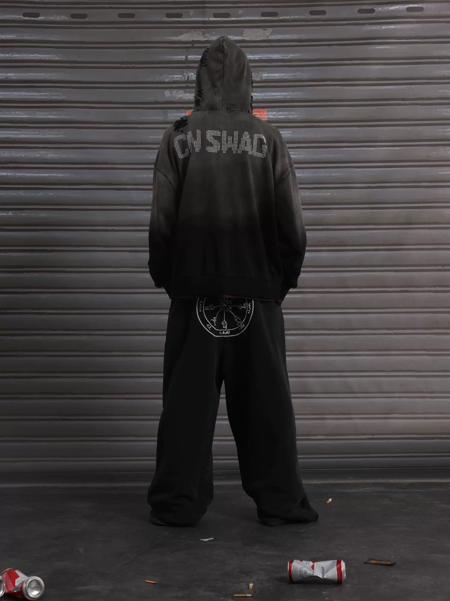 CHAI Street Embroidery Loose Zip Hoodie Sweater
