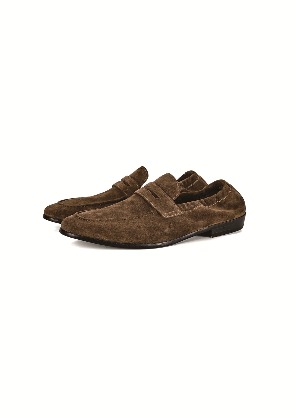 TERRAKOO Leather Penny Loafer with Elastic Goring
