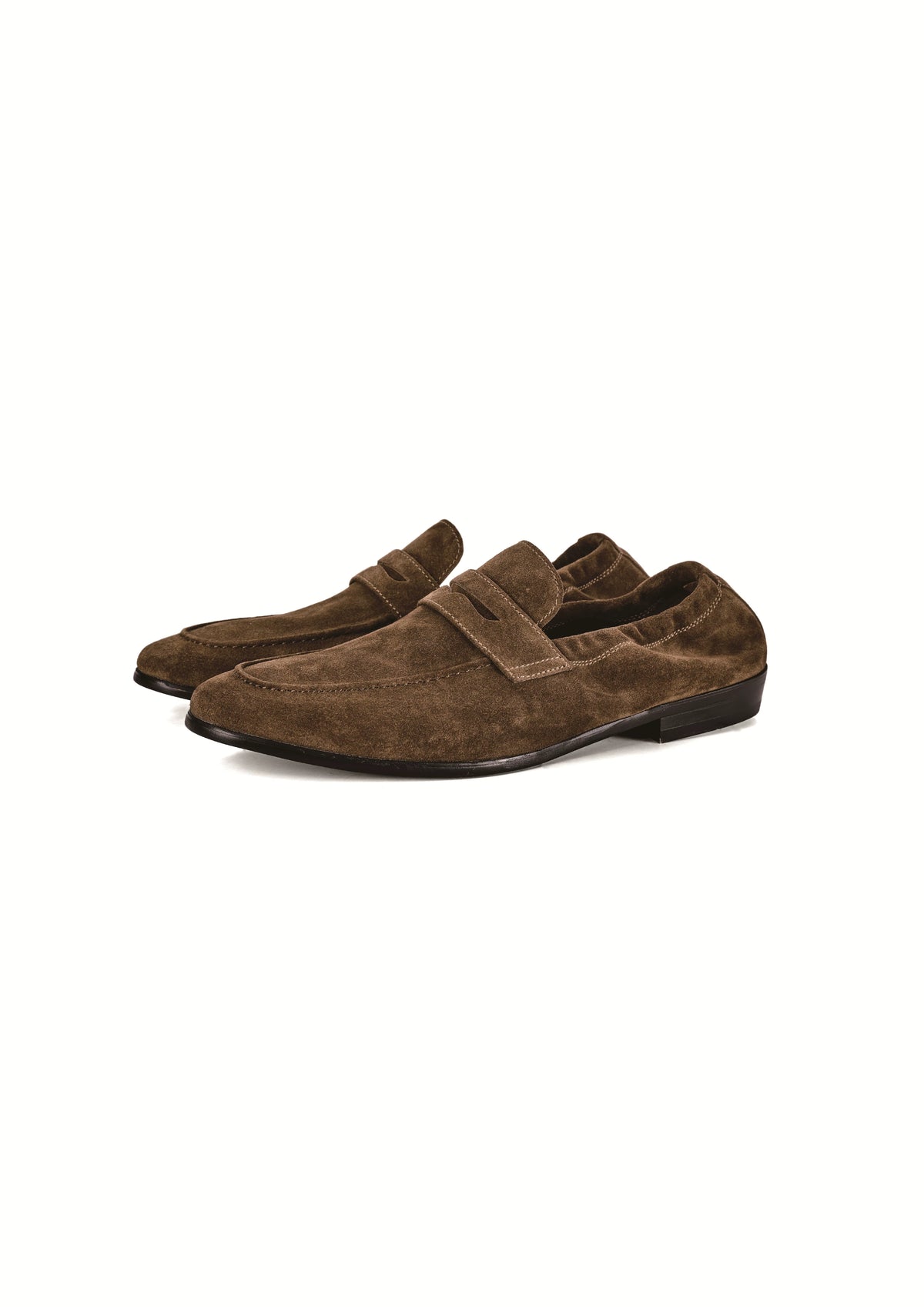 TERRAKOO Leather Penny Loafer with Elastic Goring