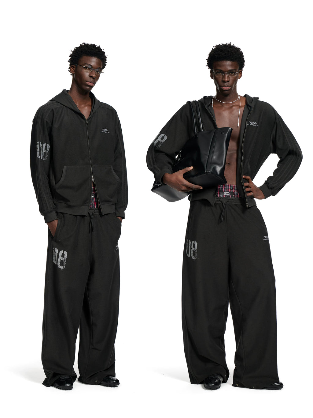 Loopsoon Four-bar Design Old Print Sports Suit