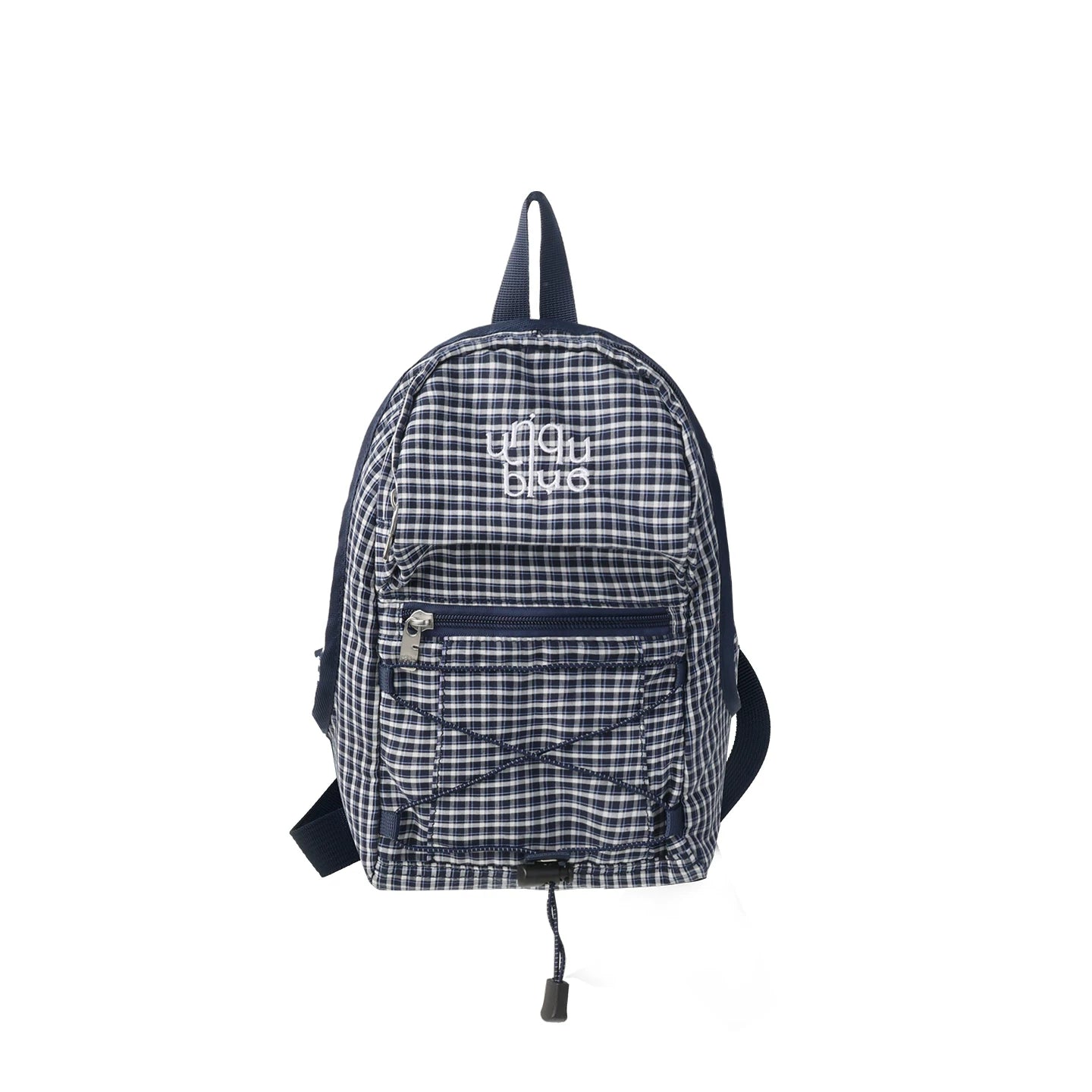 Unique blue Plaid Drawstring Backpack