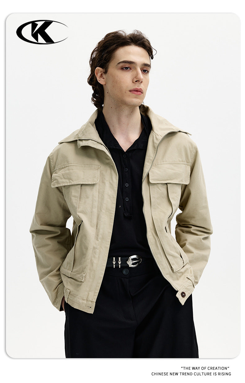 11KN Vintage Big Pocket Loose Lapel Jacket