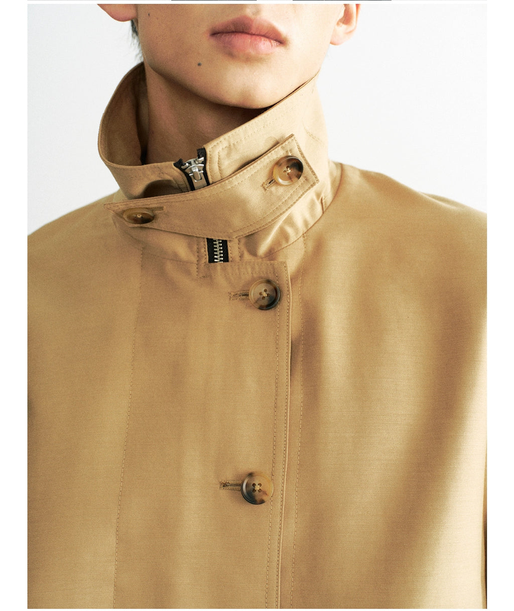 Azure Lisseur Premium Simple Turtleneck Button-Feeling Jacket