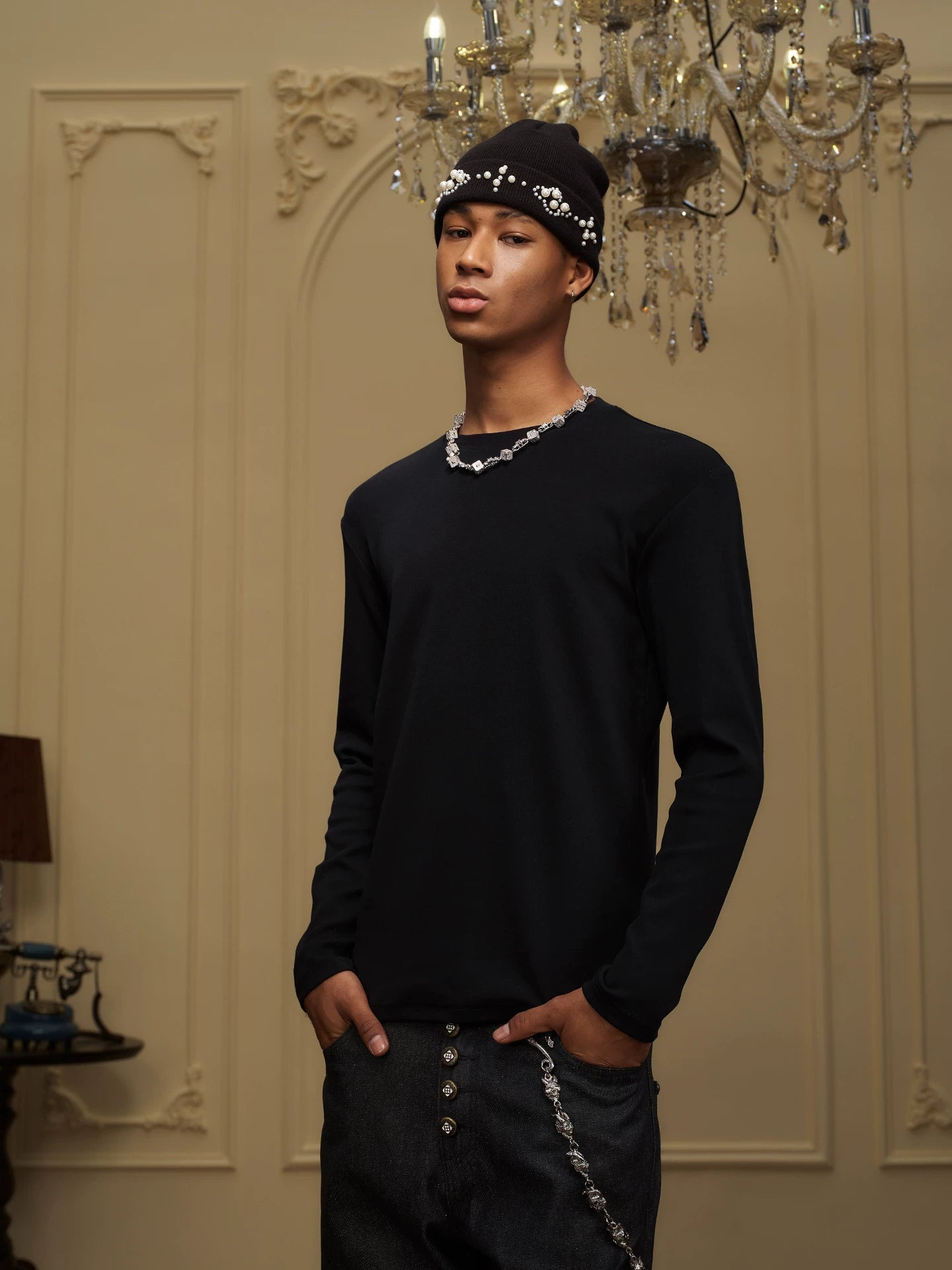 YADcrew Elastic Slim Loose Versatile Long Sleeve