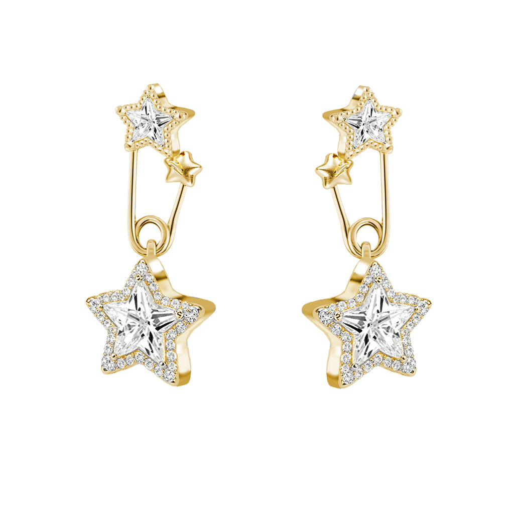 MASW Star-Shaped Cubic Zirconia Stud Earrings