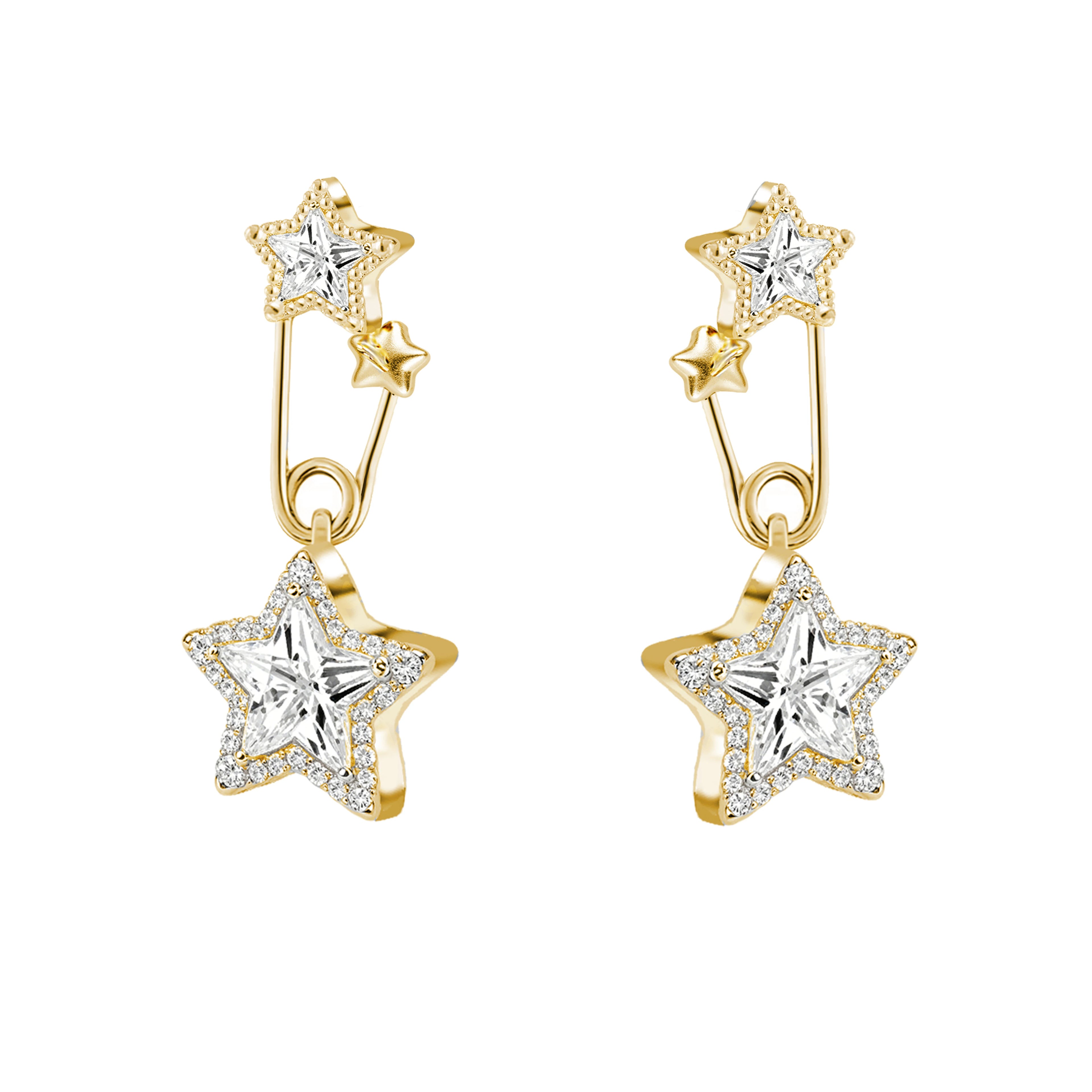 MASW Star-Shaped Cubic Zirconia Stud Earrings