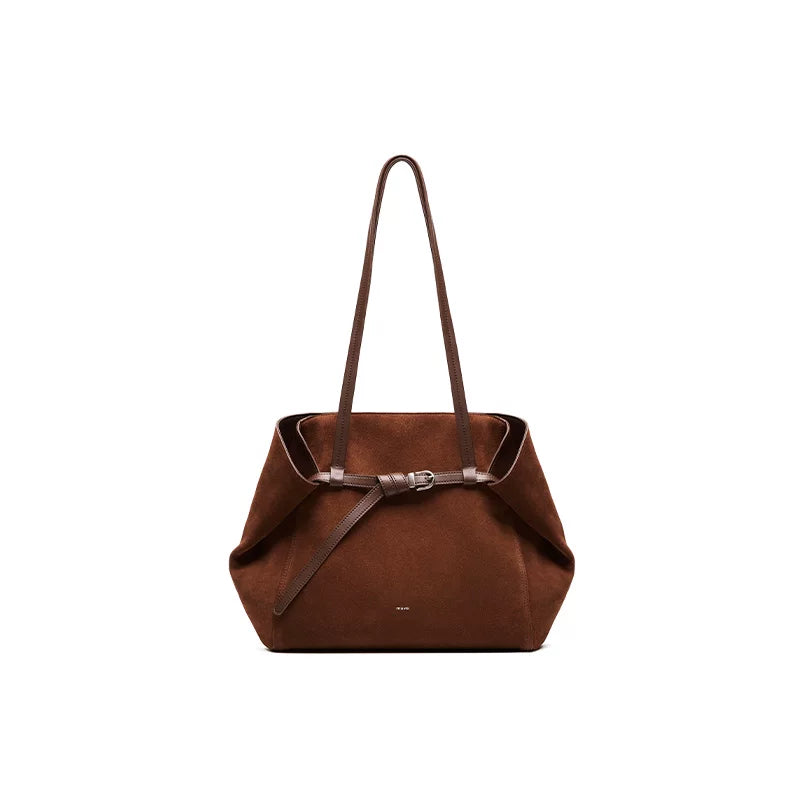 muva. Split Cowhide Leather Magnetic Snap Shoulder Bag