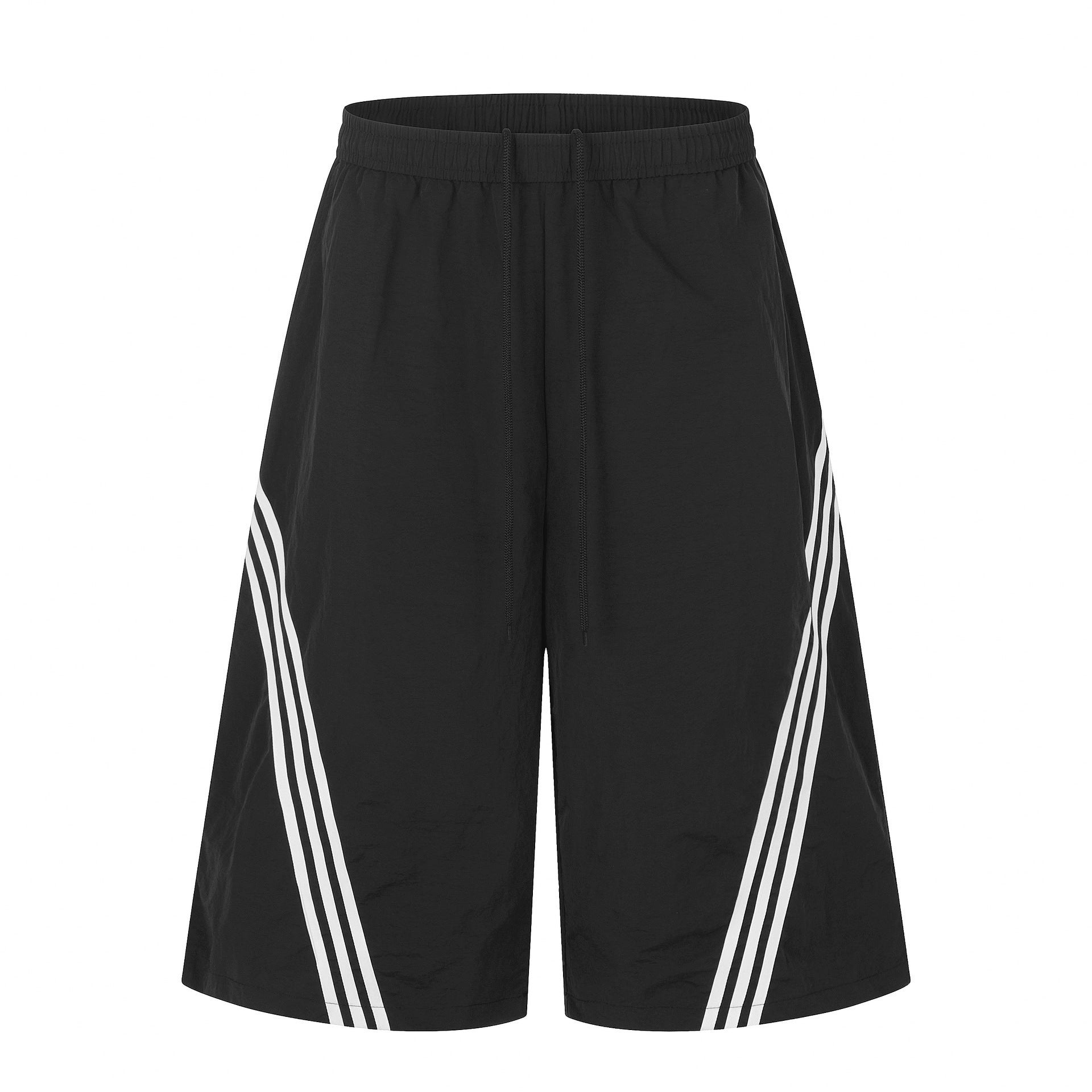 11KN Vintage Striped Color-block Straight-leg Cropped Pants