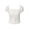 POPWEST Cutout One-Shoulder Puff-Sleeve Blouse