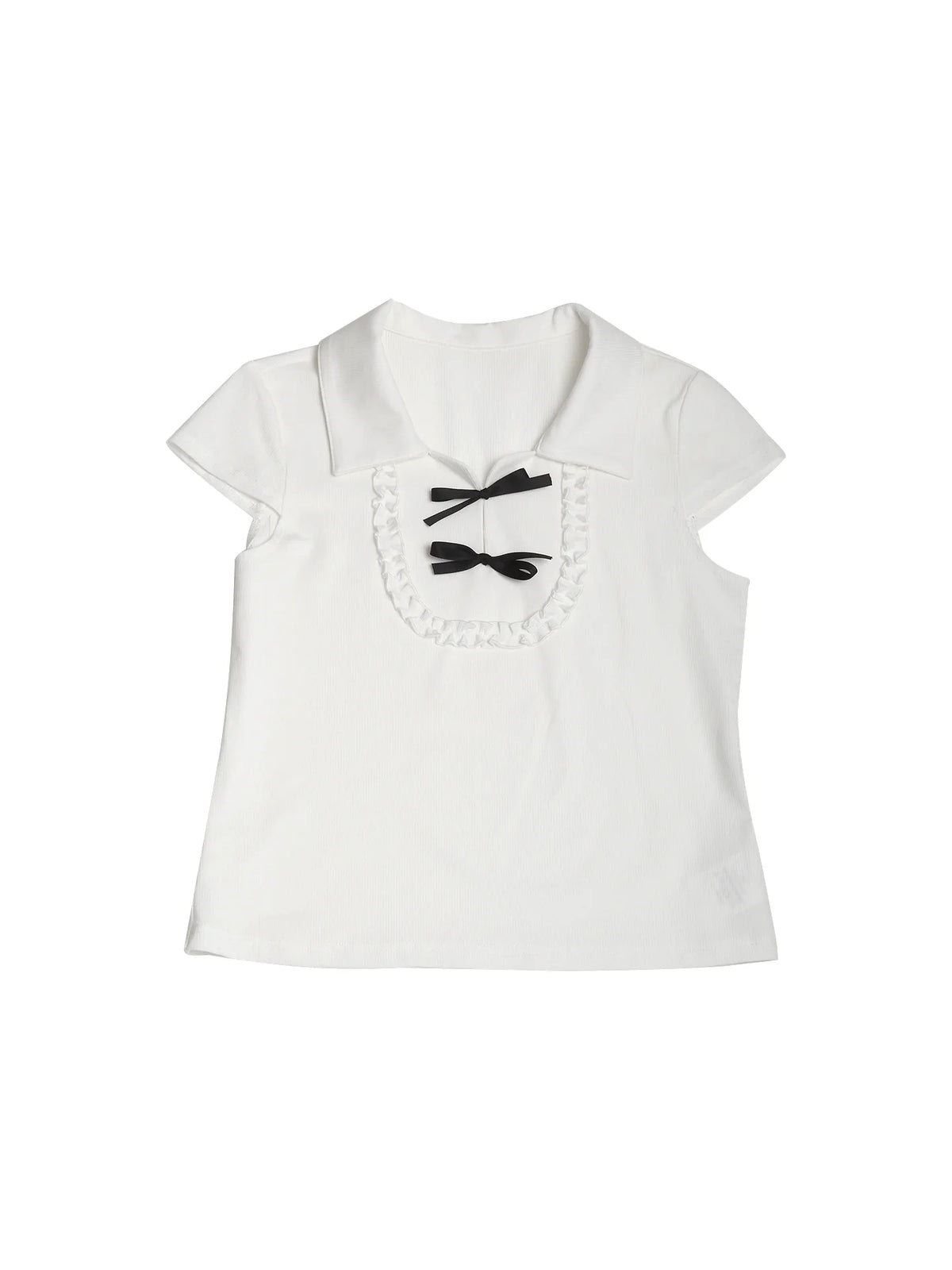 Two days off lab Doll Collar Bow Cropped Tee