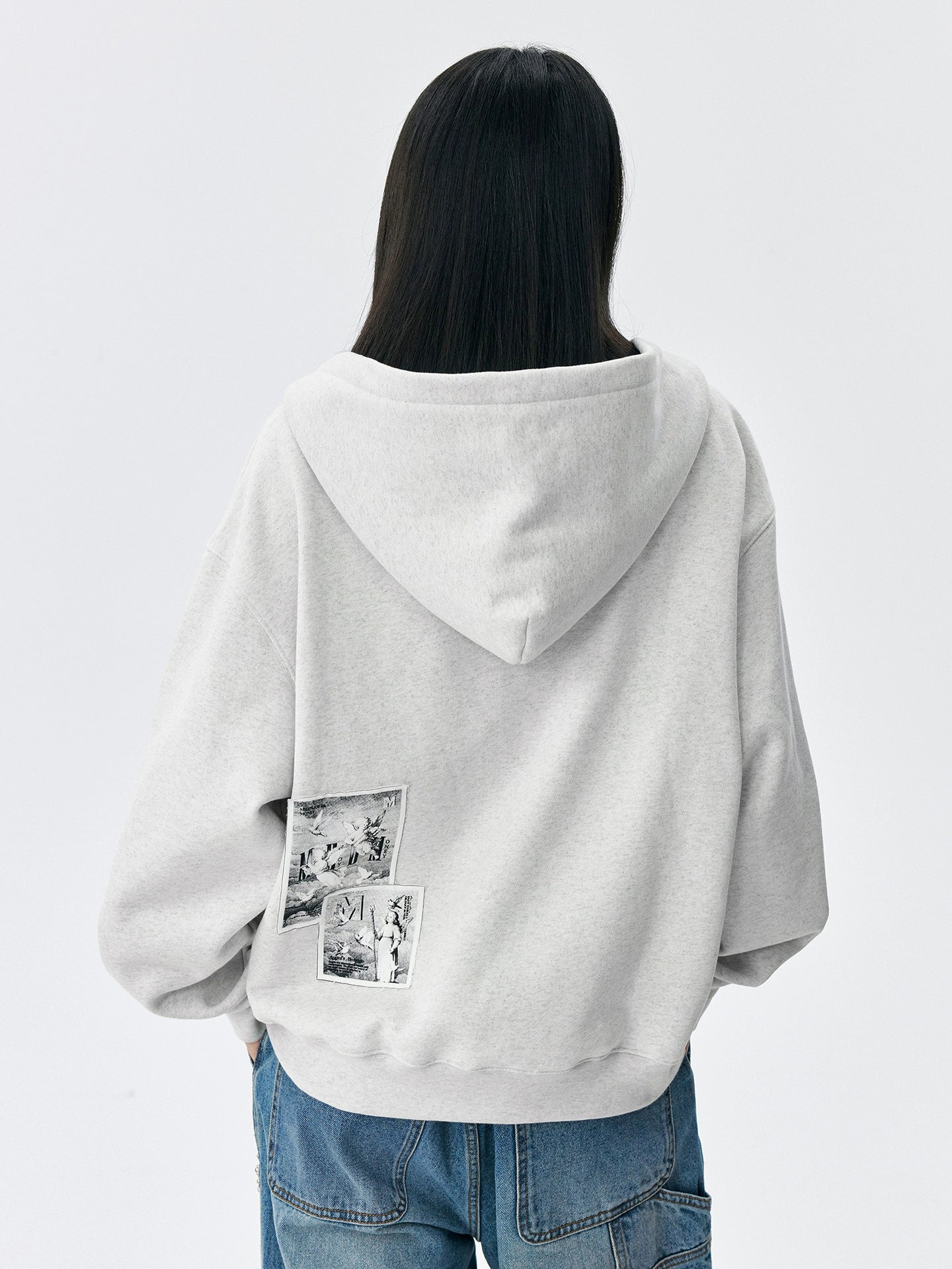 MEDM Angel Patch Casual Hooded Cardigan Sweater