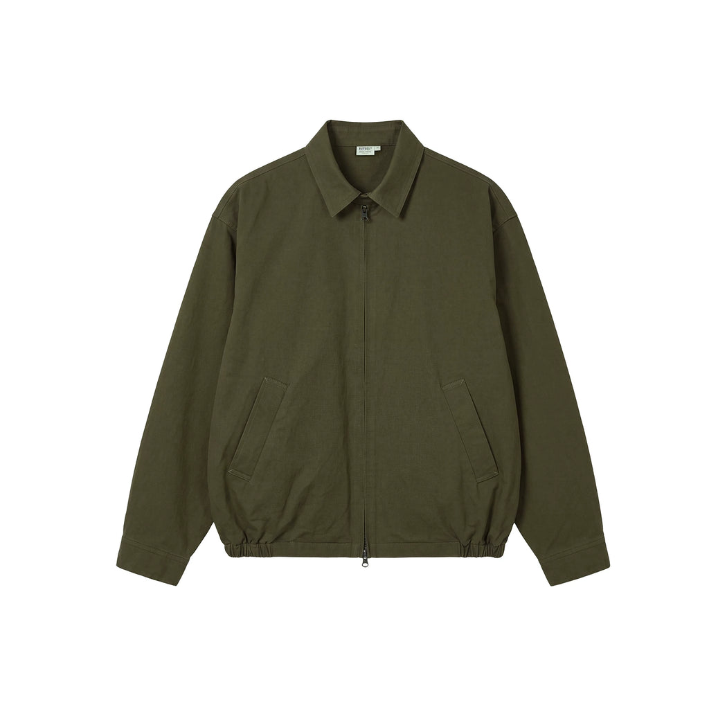 BUTTBILL Relaxed Pima Cotton Spread-Collar Zip Jacket