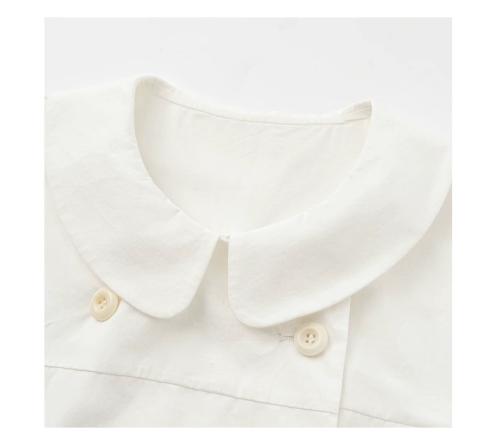 Oinimi Double-breasted Doll Collar Shoulder Shirt