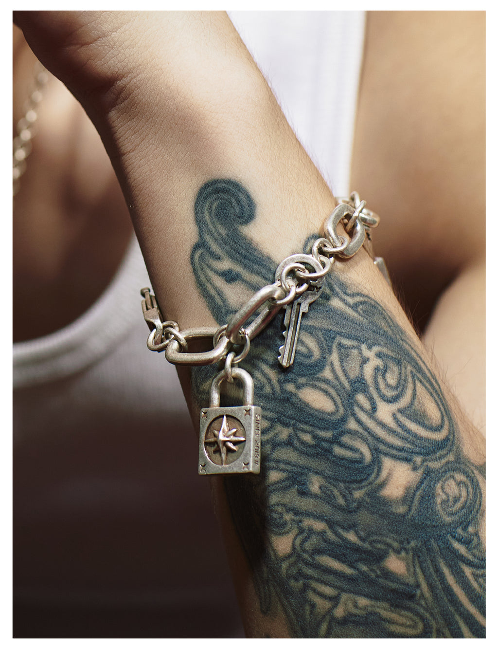 Remedy Vintage Distressed Star Key Lock Bracelet