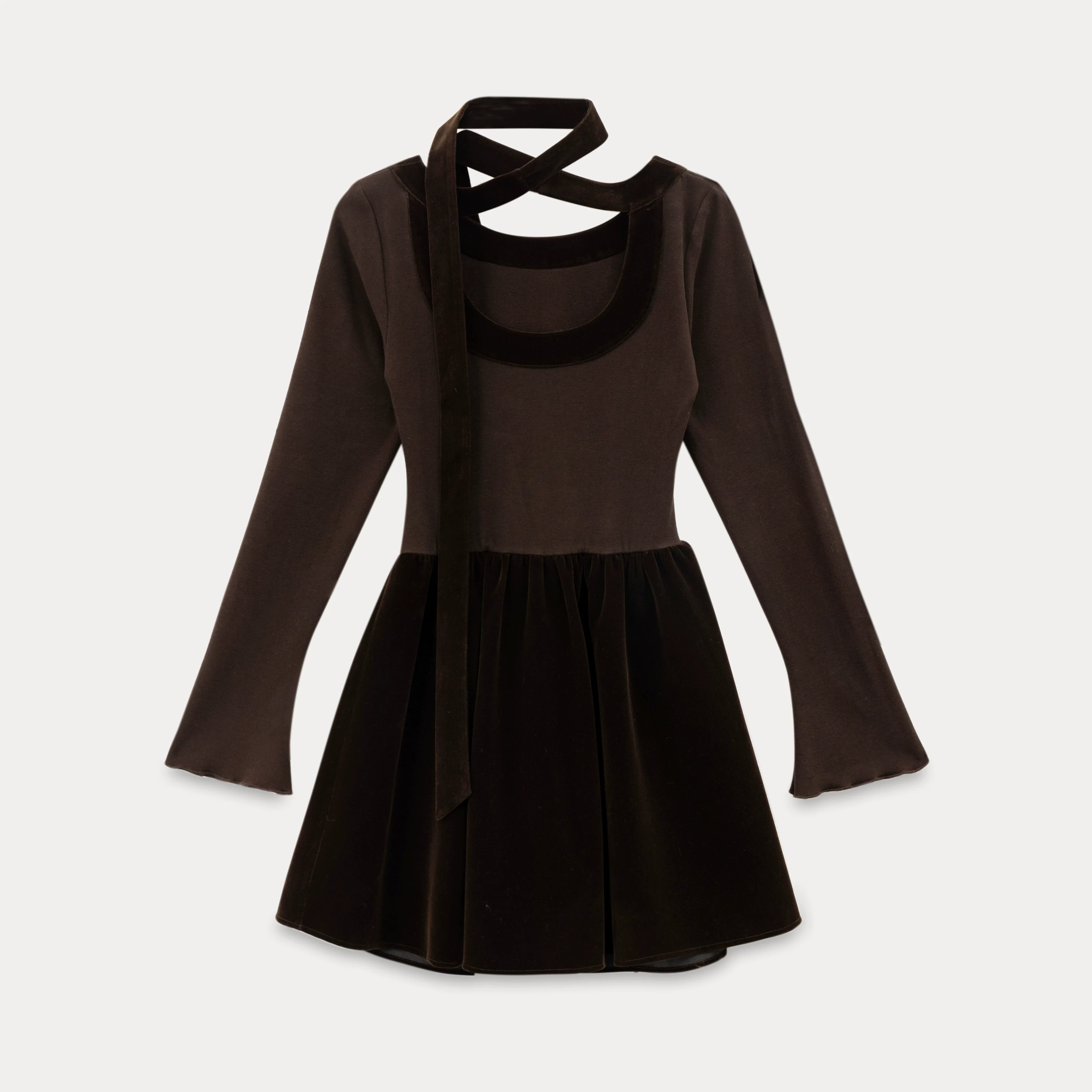 EGGKA Temperament Splicing Slim-fitting Waist A-word Dress
