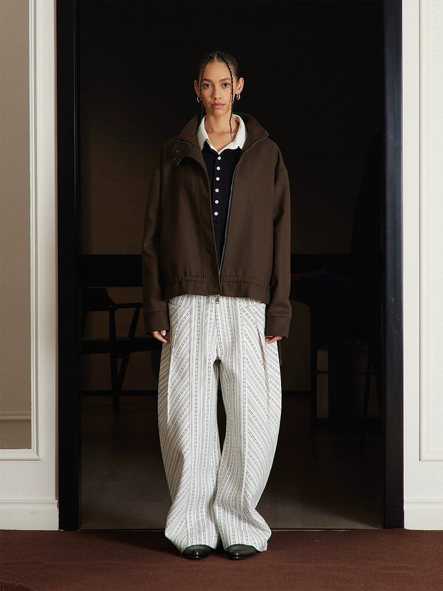 TZ Killer Versatile Loose Striped Pleated Trousers