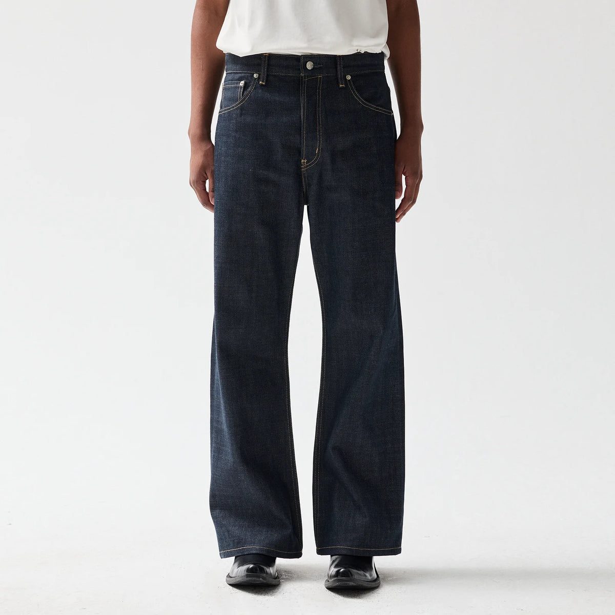 Azure Lisseur Raw Denim Slightly Flared Wide-Leg Jeans