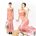YEDM Gradient Hand-painted Printed Slip Mermaid Skirt