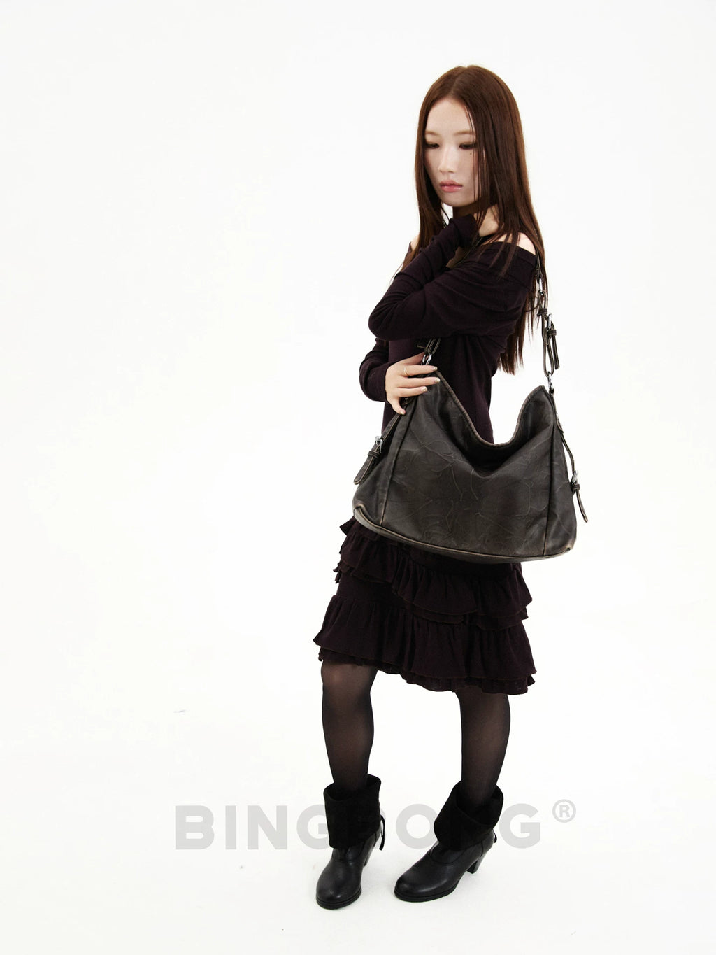 BINGBONG Pleated Commuter Shoulder Bag