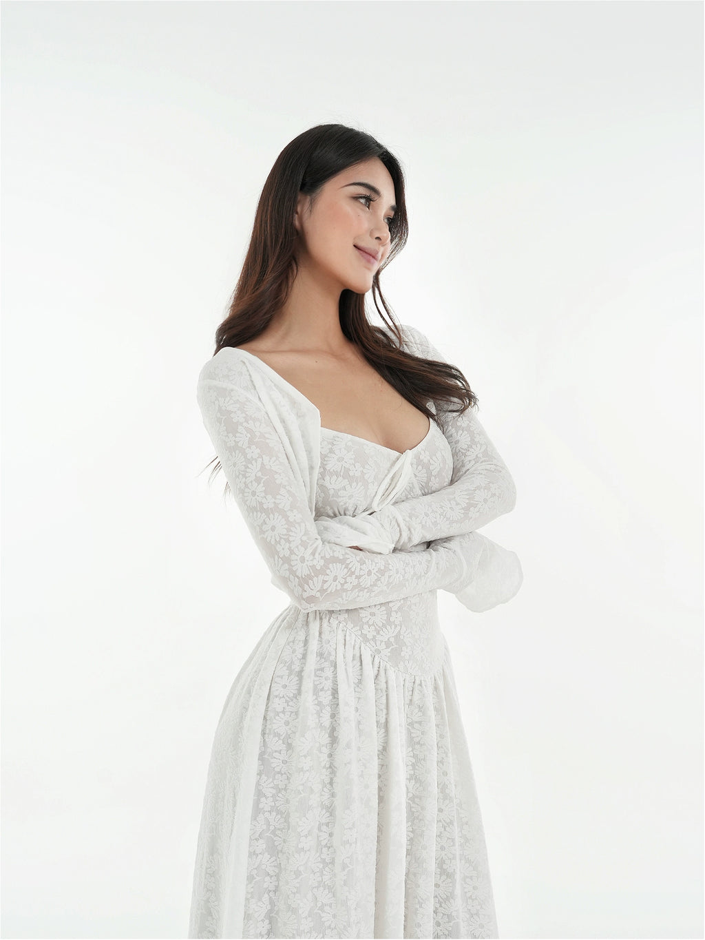 Jim Kennet Lace Stretch Jacquard Cardigan Suspender Dress Set