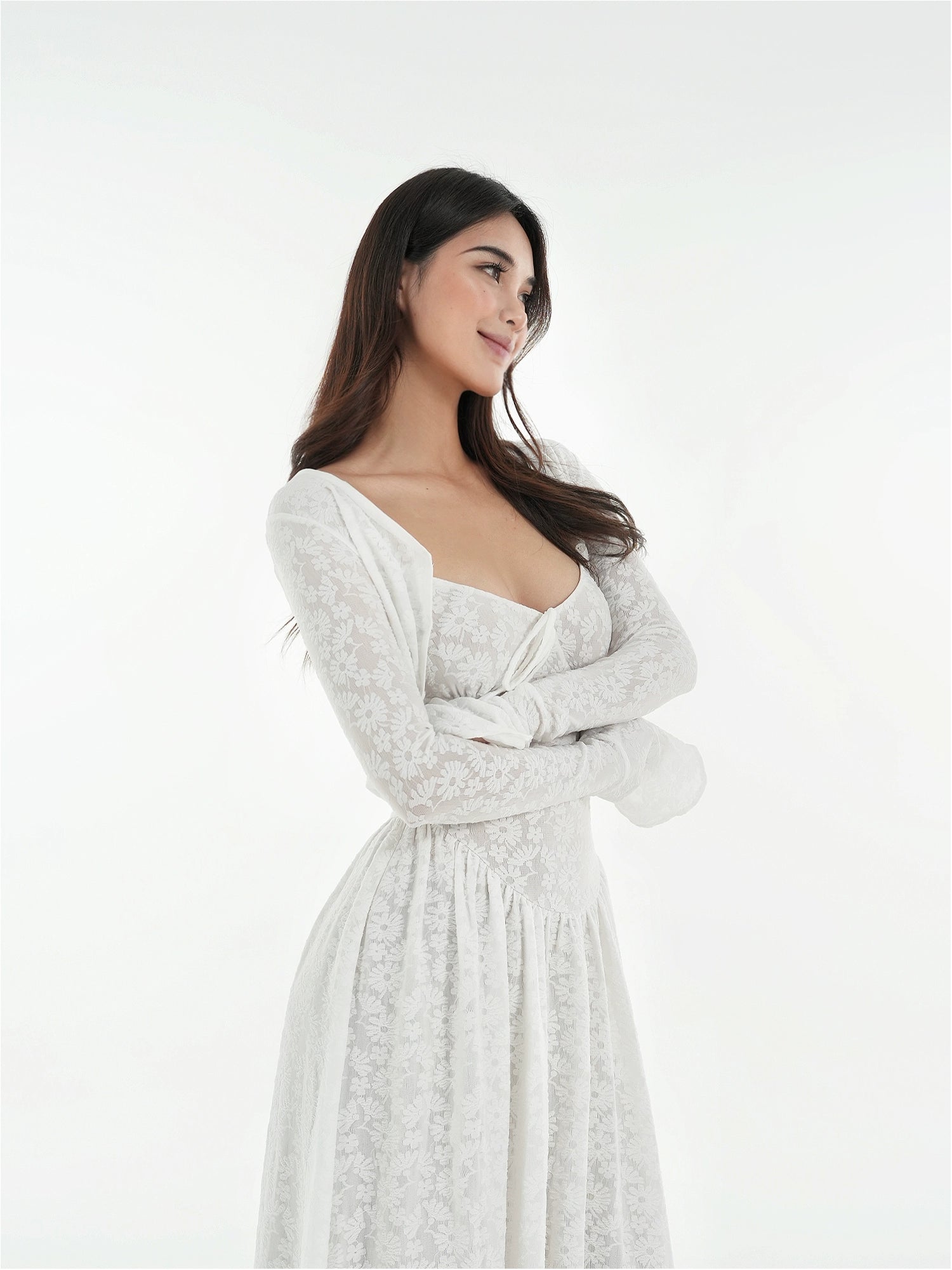Jim Kennet Lace Stretch Jacquard Cardigan Suspender Dress Set