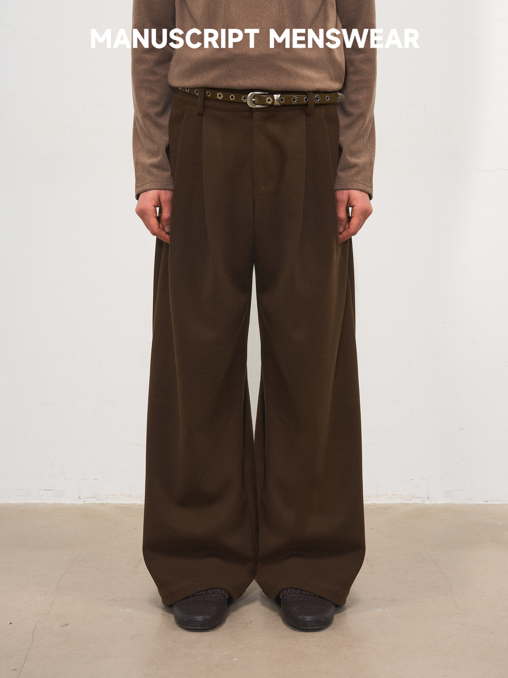 MANUSCRIPT Wide-leg Casual Woolen Trousers