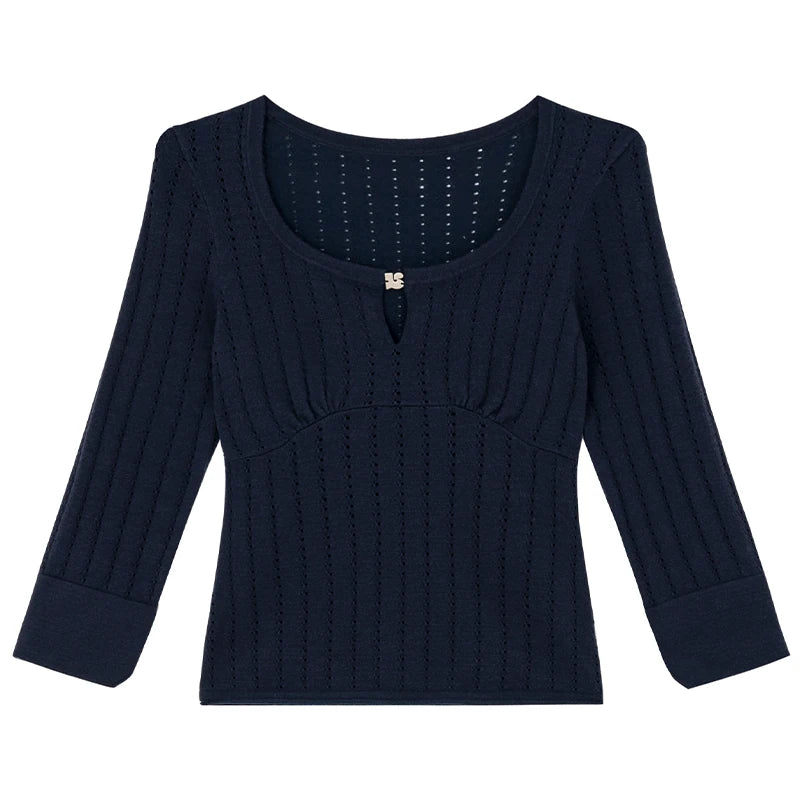 KANO Hollow-Out Slim Fit Knit Tee