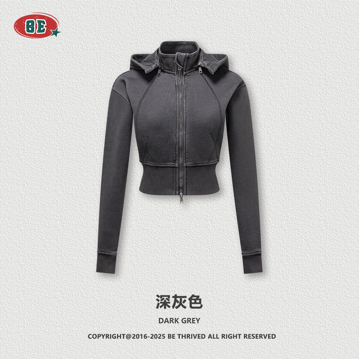BE Retro Short Waist Zipper Jacket
