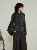 SUNYVONNE Lazy Wind Strap Knitted Long Sleeve