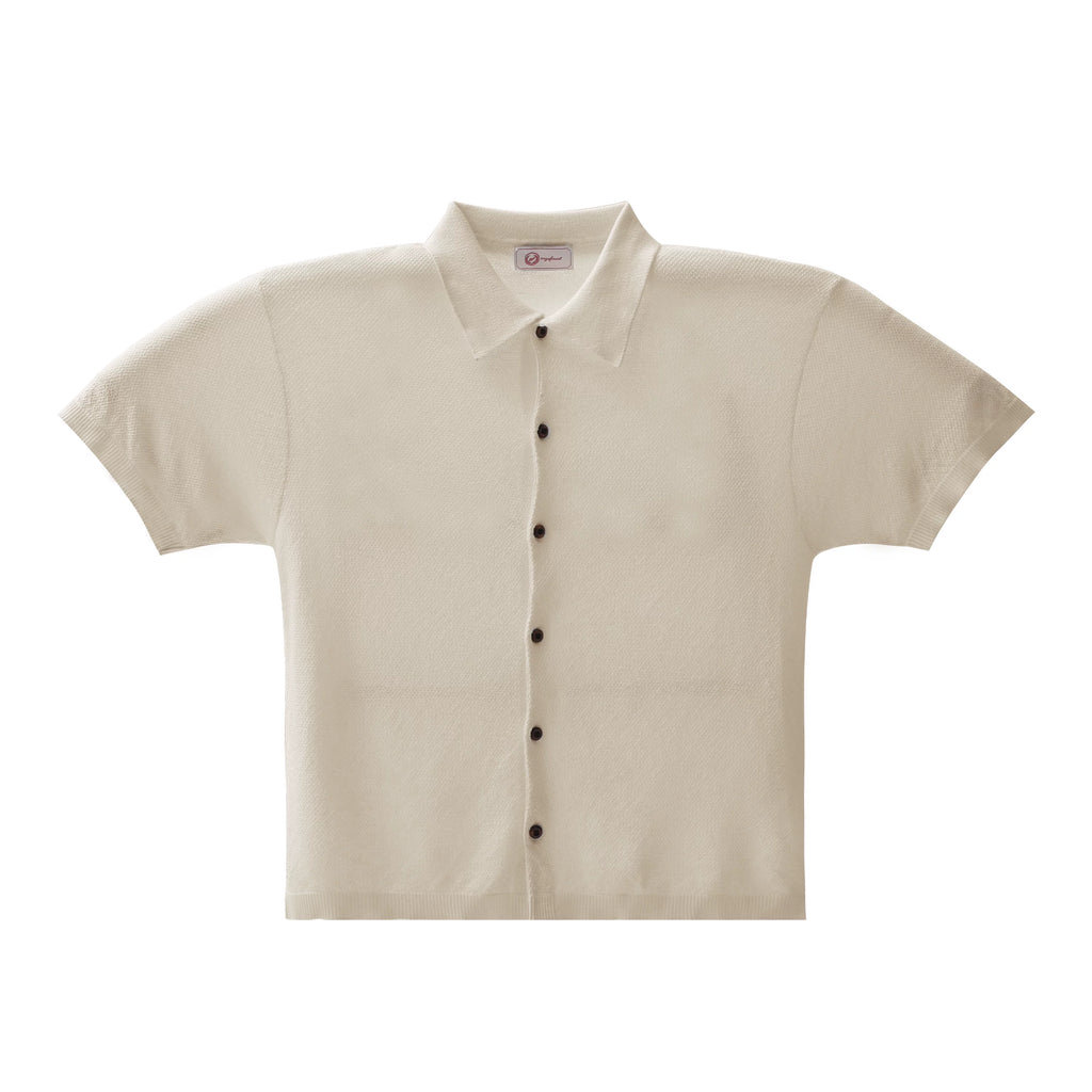 ZOZO FOREST Pineapple Stitch Relaxed Knit Linen Shirt