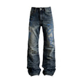 WASE Blue Bone Embroidery Slim Flare Jeans