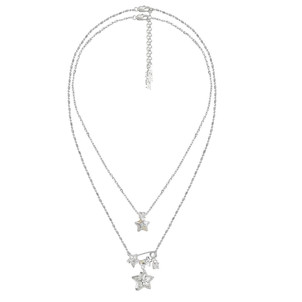 MASW Sparkling Star Layered Pendant Necklace