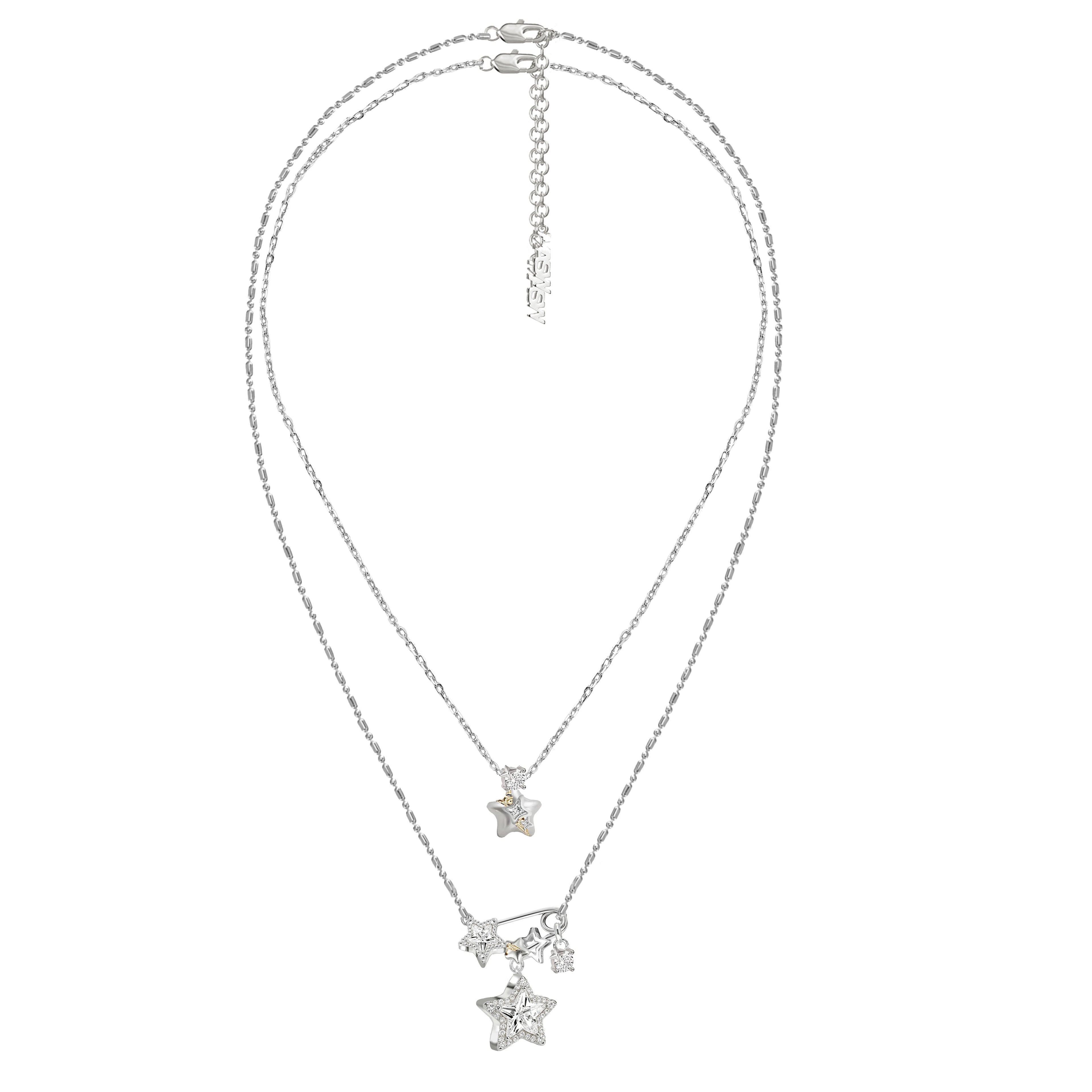MASW Sparkling Star Layered Pendant Necklace