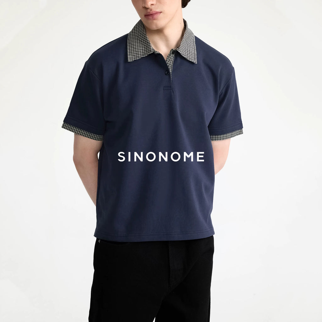 SINONOME Plaid Wrinkle-Resistant Cropped Relaxed Tee