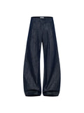 SOUTHFISH Slanted Placket Loose Pleated Silhouette Jeans