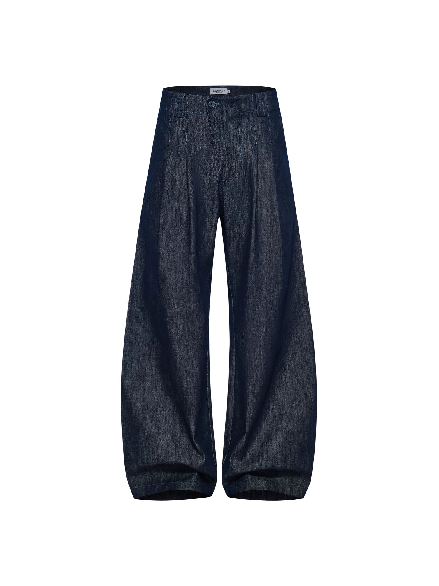 SOUTHFISH Slanted Placket Loose Pleated Silhouette Jeans