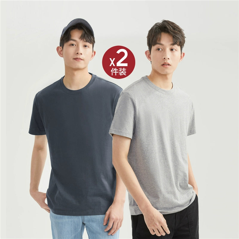 Giordano -Pack Solid Cotton Crew Neck Tee