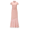 ZIHE Retro Stand-up Neck Splicing Dress