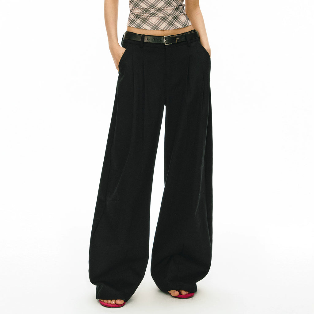 ARISEISM American Retro Pleated High-Waist Wide-Leg Trousers